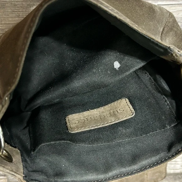 Sundance Grey Taupe Leather suede Crossbody Bag purse Made in Italy - Picture 9 of 9